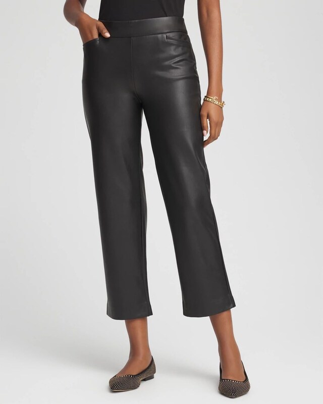 Faux Leather Brigitte Pull-On Cropped Pants
